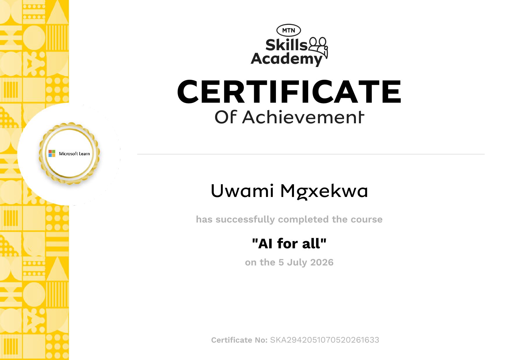 AI For All Certificate